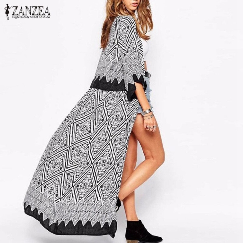 Elegant wrap top cover up and traditional geometric design - Picture 3 of 7